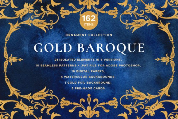 Download Gold Baroque Ornament Graphic Collection - Ornament graphic Collection